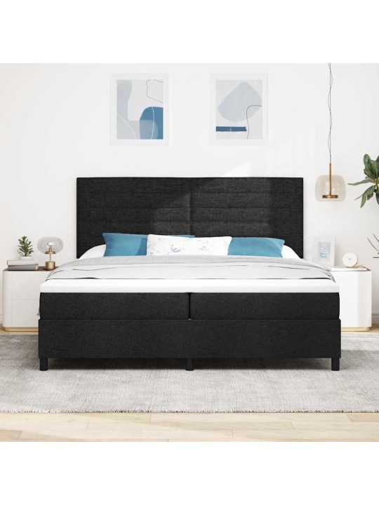 Kontinentaalvoodi madratsi ja peatsiga must 200 x 200 cm kangas