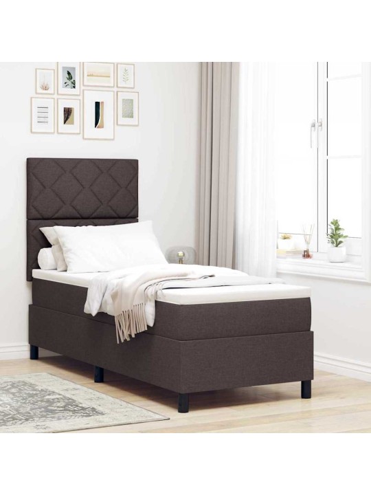 Kontinentaalvoodi madratsiga tumepruun 80 x 200 cm kangas