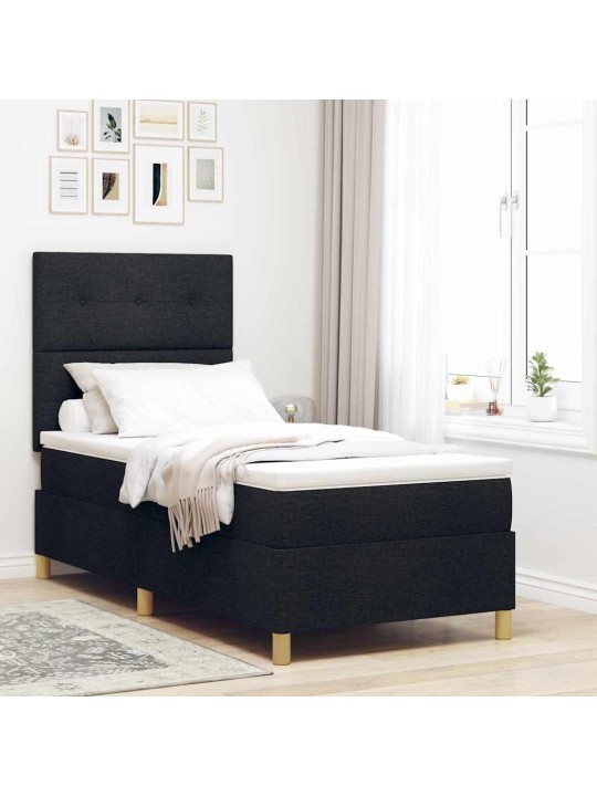 Kontinentaalvoodi madratsi ja peatsiga must 80 x 200 cm kangas
