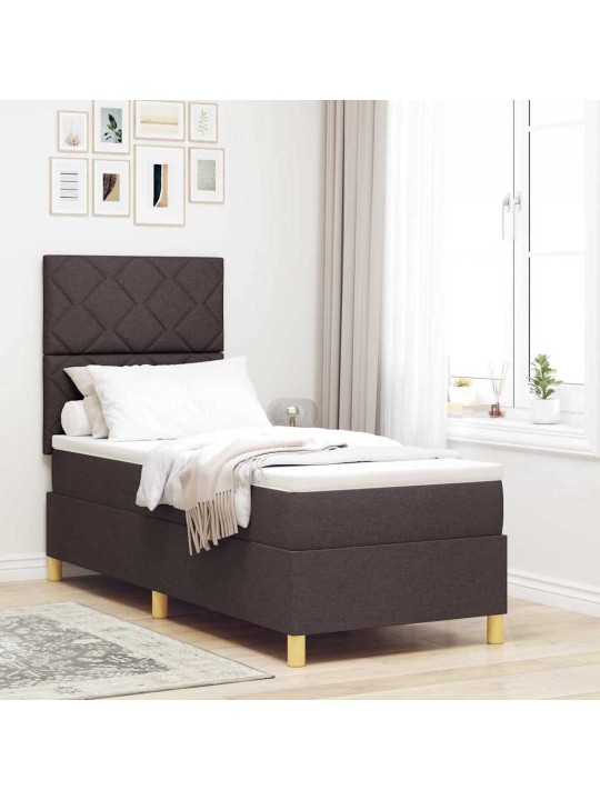 Kontinentaalvoodi madratsiga tumepruun 80 x 200 cm kangas