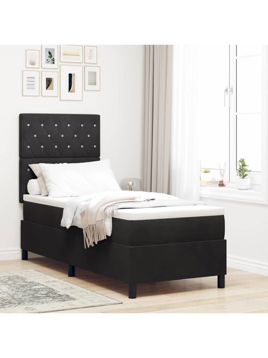 Kontinentaalvoodi madratsi ja peatsiga must 80 x 200 cm samet