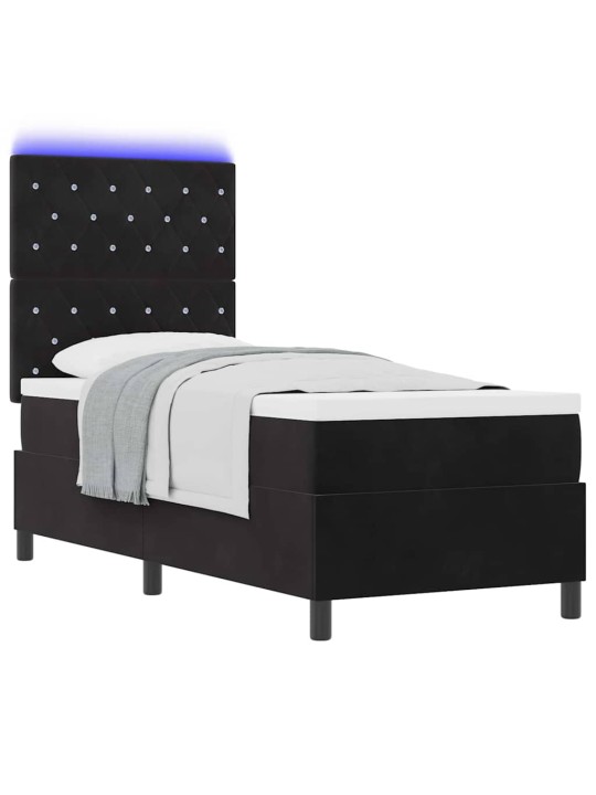 Kontinentaalvoodi madratsi ja peatsiga must 80 x 200 cm samet