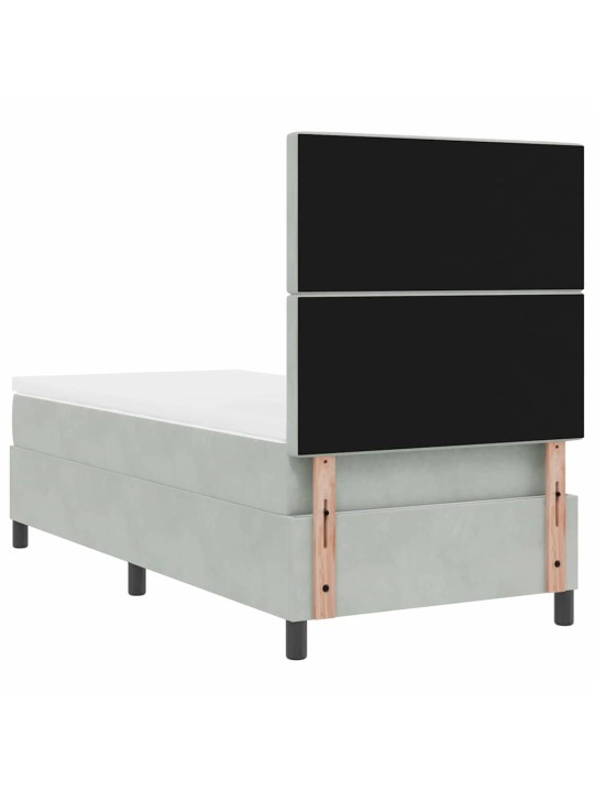 Kontinentaalvoodi madratsi ja peatsiga helehall 90 x 190 cm samet