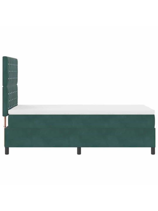 Kontinentaalvoodi madratsiga tume rohelise 90 x 190 cm samet