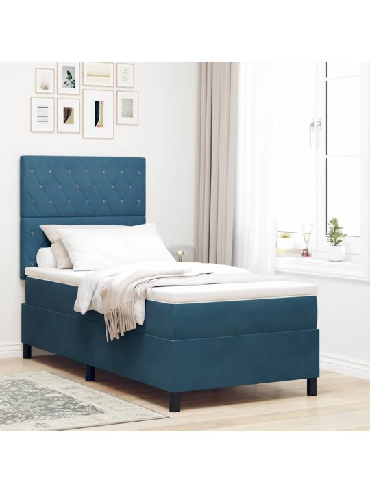 Kontinentaalvoodi madratsiga tumesinine 90 x 200 cm samet