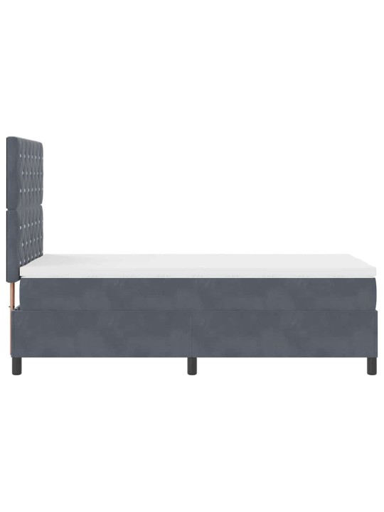 Kontinentaalvoodi madratsi ja peatsiga tumehall 100 x 200 cm samet