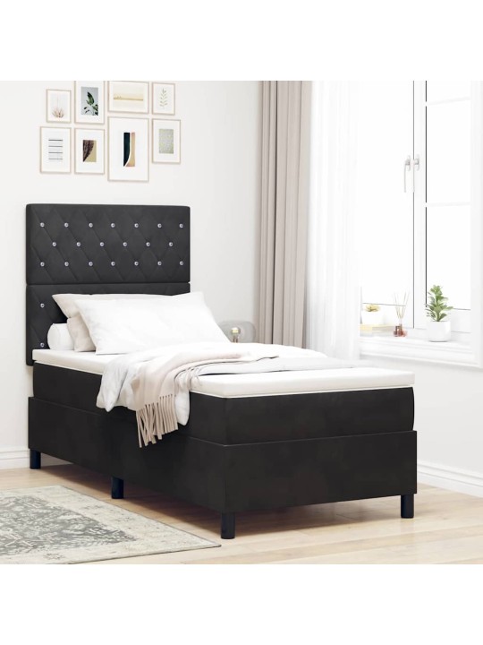 Kontinentaalvoodi madratsi ja peatsiga must 100 x 200 cm samet