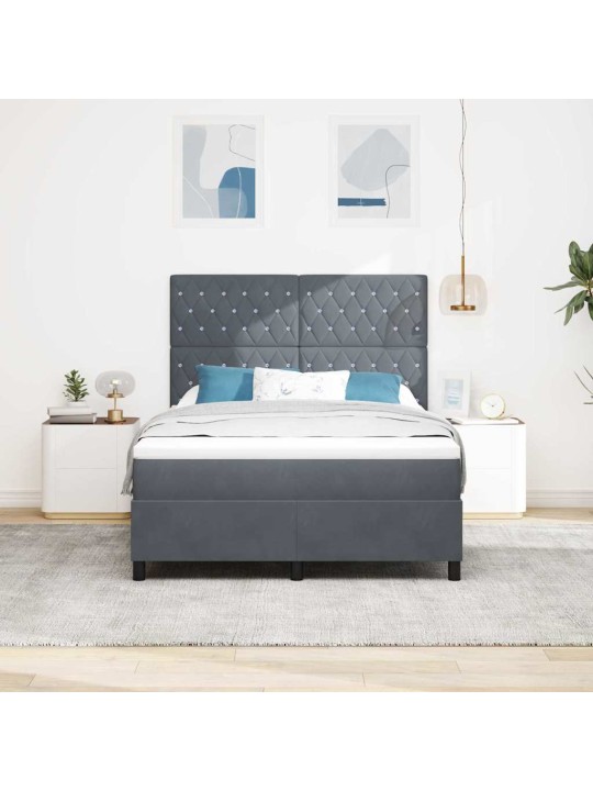 Kontinentaalvoodi madratsi ja peatsiga tumehall 140 x 190 cm samet