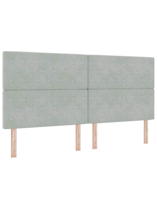 Kontinentaalvoodi madratsi ja peatsiga helehall 200 x 200 cm samet
