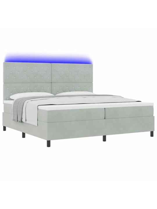 Kontinentaalvoodi madratsi ja peatsiga helehall 200 x 200 cm samet