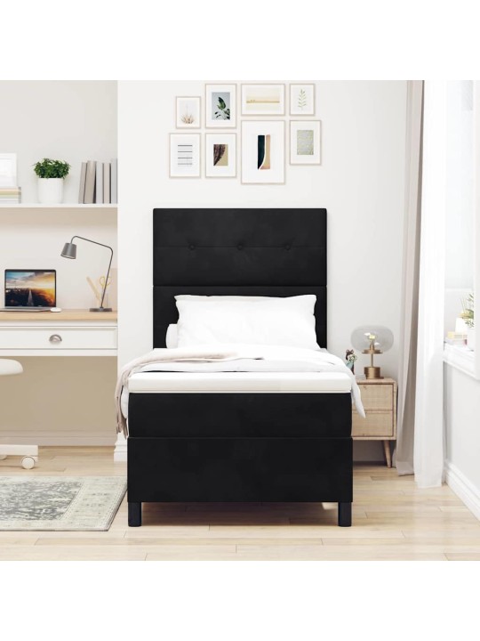 Kontinentaalvoodi madratsi ja peatsiga must 80 x 200 cm samet