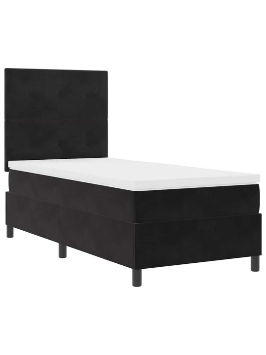 Kontinentaalvoodi madratsi ja peatsiga must 80 x 200 cm samet