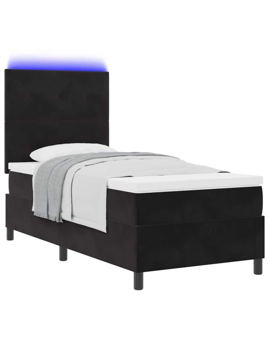 Kontinentaalvoodi madratsi ja peatsiga must 80 x 200 cm samet