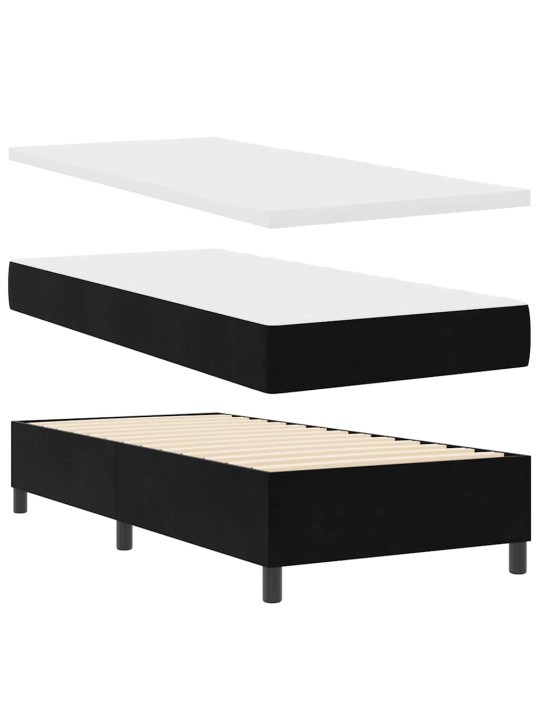 Kontinentaalvoodi madratsi ja peatsiga must 100 x 200 cm samet