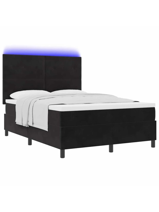 Kontinentaalvoodi madratsi ja peatsiga must 140 x 190 cm samet