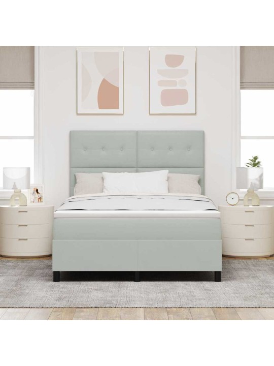 Kontinentaalvoodi madratsi ja peatsiga helehall 140 x 200 cm samet