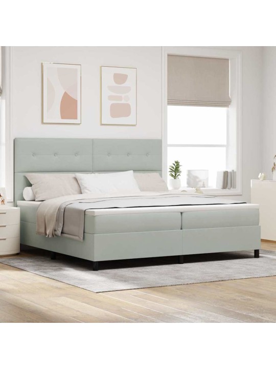 Kontinentaalvoodi madratsi ja peatsiga helehall 200 x 200 cm samet
