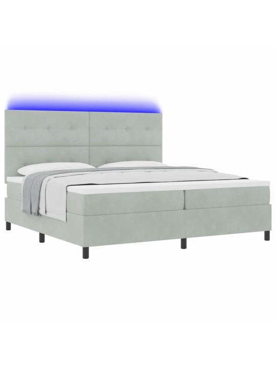 Kontinentaalvoodi madratsi ja peatsiga helehall 200 x 200 cm samet