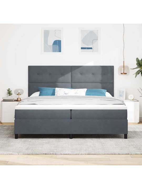Kontinentaalvoodi madratsi ja peatsiga tumehall 200 x 200 cm samet