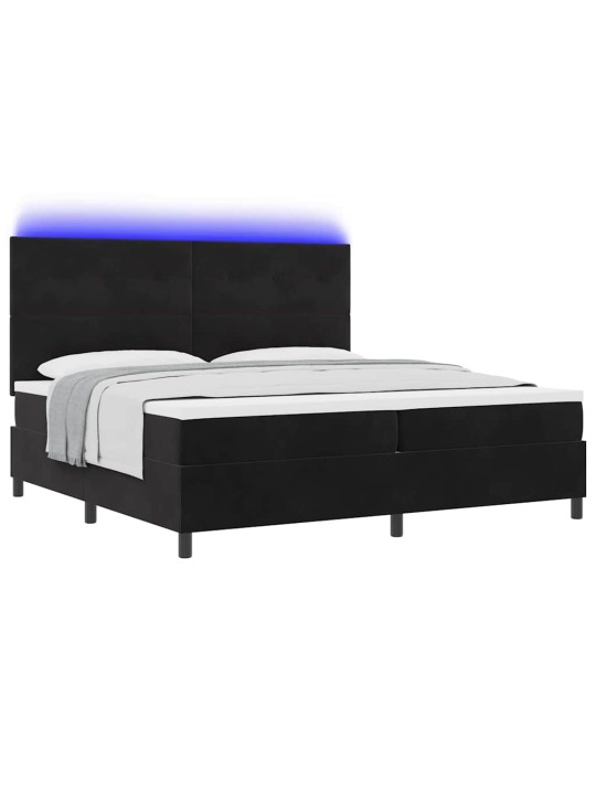 Kontinentaalvoodi madratsi ja peatsiga must 200 x 200 cm samet