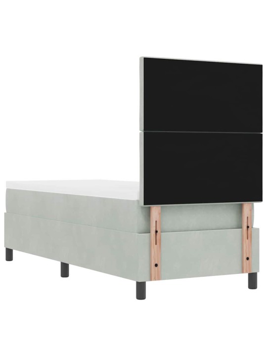 Kontinentaalvoodi madratsi ja peatsiga helehall 80 x 200 cm samet