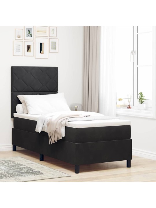 Kontinentaalvoodi madratsi ja peatsiga must 80 x 200 cm samet
