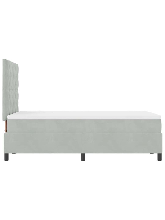 Kontinentaalvoodi madratsi ja peatsiga helehall 120 x 200 cm samet