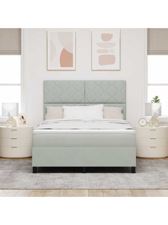 Kontinentaalvoodi madratsi ja peatsiga helehall 140 x 190 cm samet