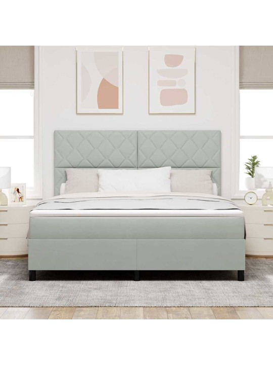 Kontinentaalvoodi madratsi ja peatsiga helehall 180 x 200 cm samet