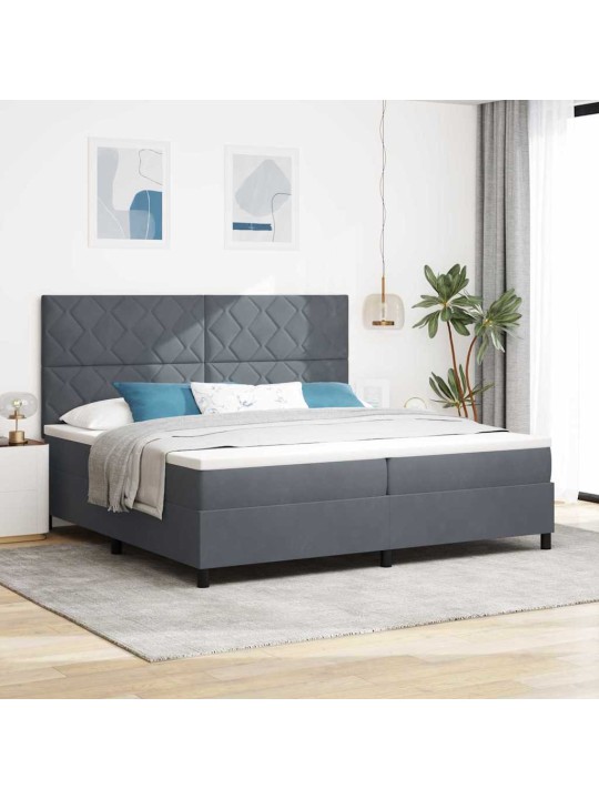 Kontinentaalvoodi madratsi ja peatsiga tumehall 200 x 200 cm samet