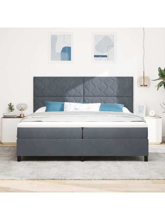 Kontinentaalvoodi madratsi ja peatsiga tumehall 200 x 200 cm samet