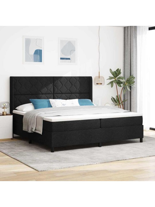 Kontinentaalvoodi madratsi ja peatsiga must 200 x 200 cm kangas