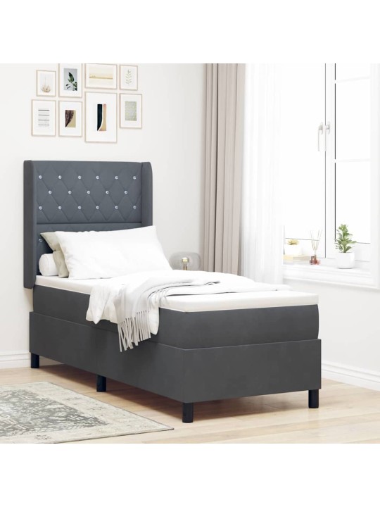 Kontinentaalvoodi madratsiga peaga tumehall 80 x 200 cm samet