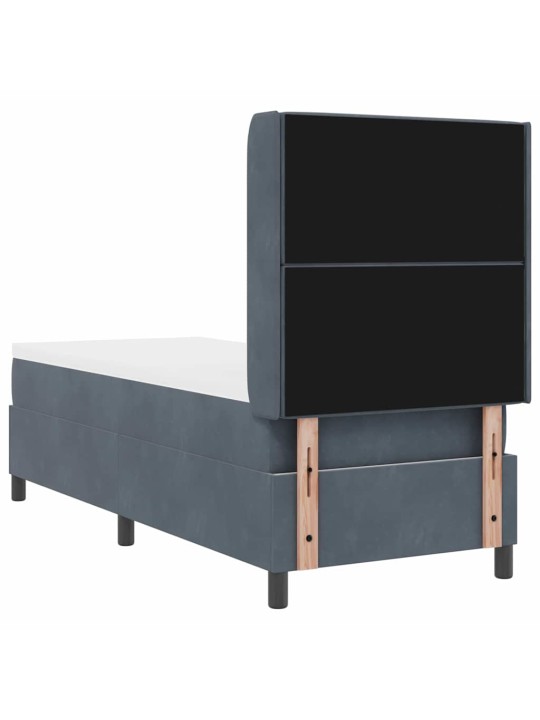 Kontinentaalvoodi madratsiga peaga tumehall 80 x 200 cm samet