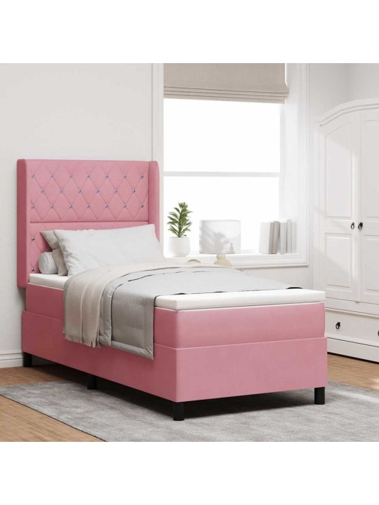 Kontinentaalvoodi madratsiga argyle roosa 90 x 190 cm samet