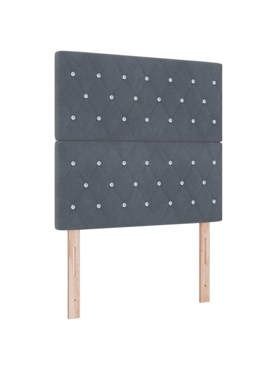 Kontinentaalvoodi madratsiga peaga tumehall 90 x 200 cm samet