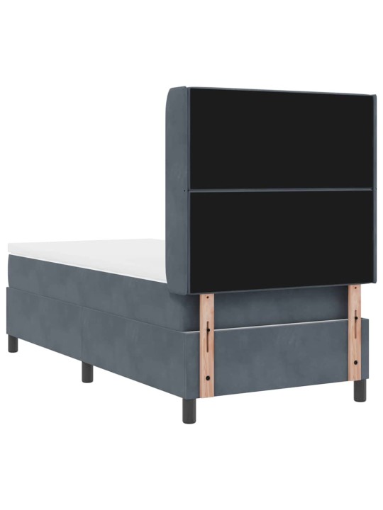 Kontinentaalvoodi madratsiga peaga tumehall 90 x 200 cm samet