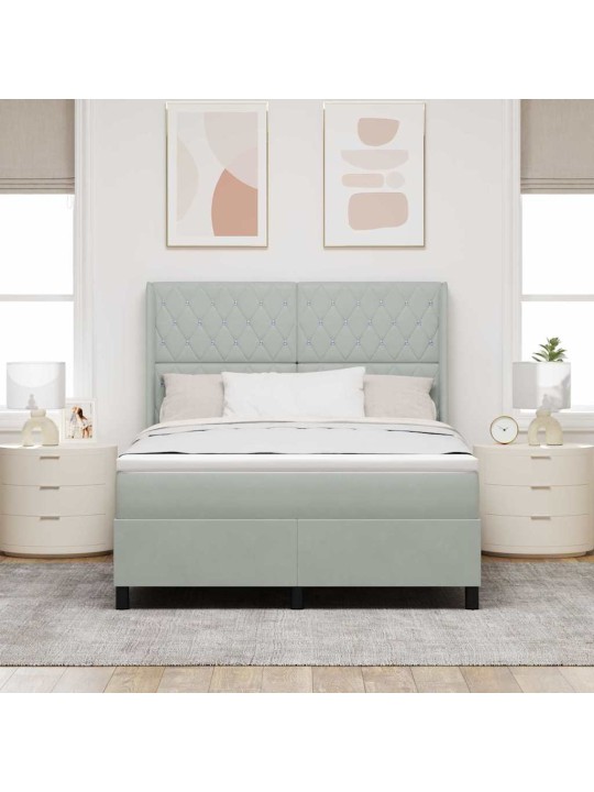 Kontinentaalvoodi madratsiga helehall 140 x 190 cm samet