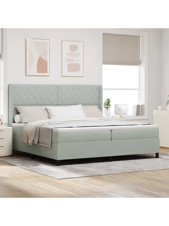 Kontinentaalvoodi madratsiga helehall 200 x 200 cm samet