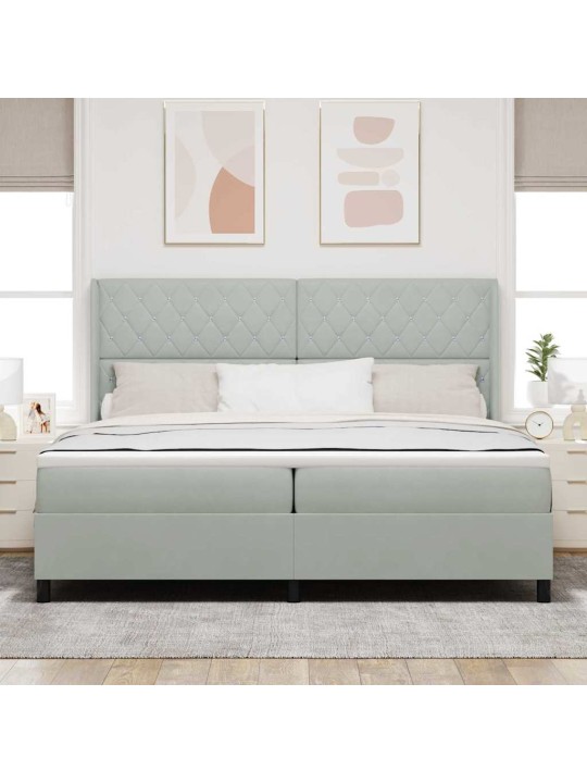 Kontinentaalvoodi madratsiga helehall 200 x 200 cm samet