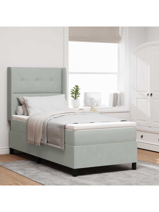 Kontinentaalvoodi madratsiga peaga helehall 80 x 200 cm samet