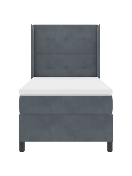 Kontinentaalvoodi madratsiga peaga tumehall 80 x 200 cm samet