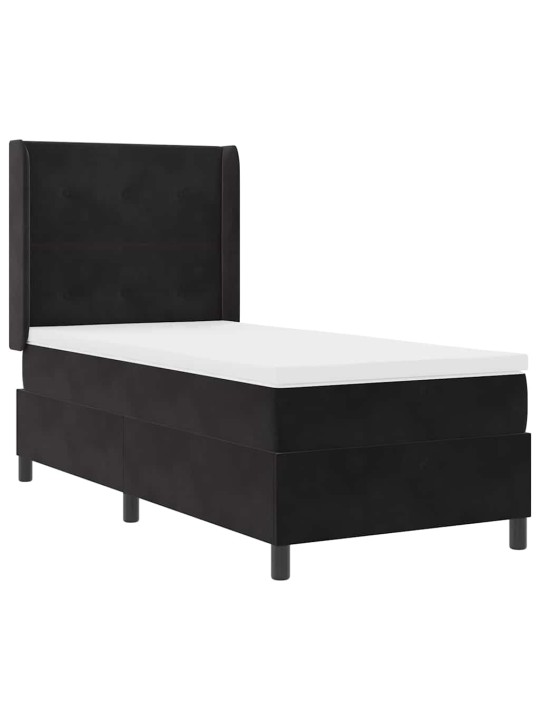 Kontinentaalvoodi madratsiga peaga must 80 x 200 cm samet