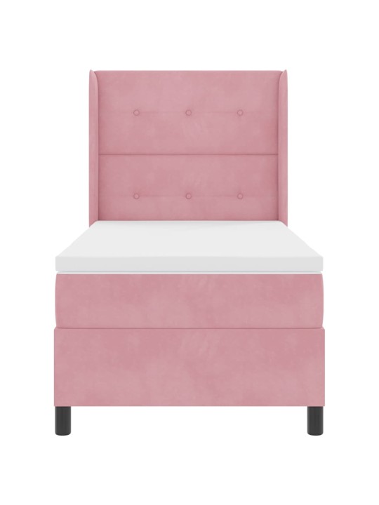 Kontinentaalvoodi madratsiga peaga roosa 90 x 190 cm samet