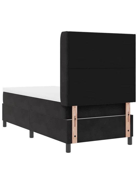 Kontinentaalvoodi madratsiga peaga must 100 x 200 cm samet