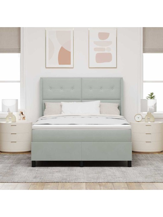 Kontinentaalvoodi madratsiga helehall 140 x 190 cm samet