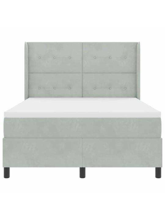 Kontinentaalvoodi madratsiga helehall 140 x 190 cm samet