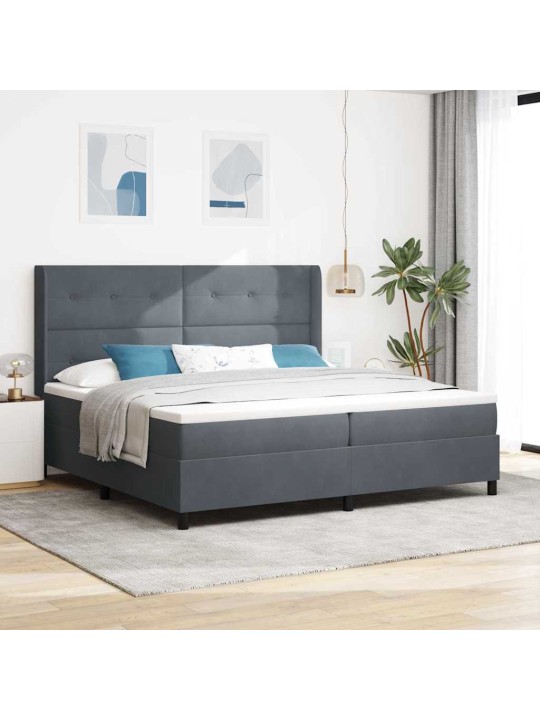 Kontinentaalvoodi madratsiga tumehall 200 x 200 cm samet