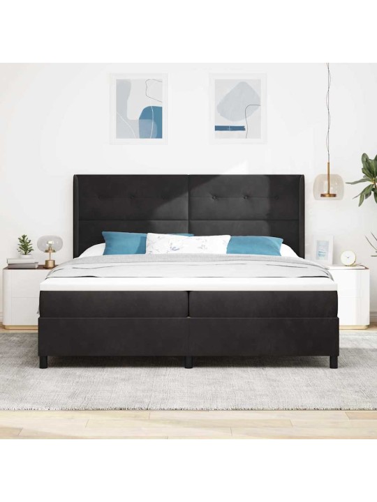 Kontinentaalvoodi madratsiga peaga must 200 x 200 cm samet