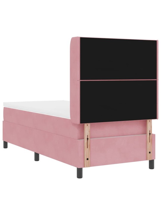 Kontinentaalvoodi madratsiga peaga roosa 90 x 190 cm samet